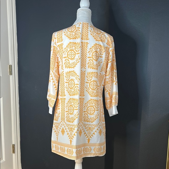 ☀️ Bold Yellow & White Print Tunic Dress – Boho Resort Style Size M - Picture 3 of 6